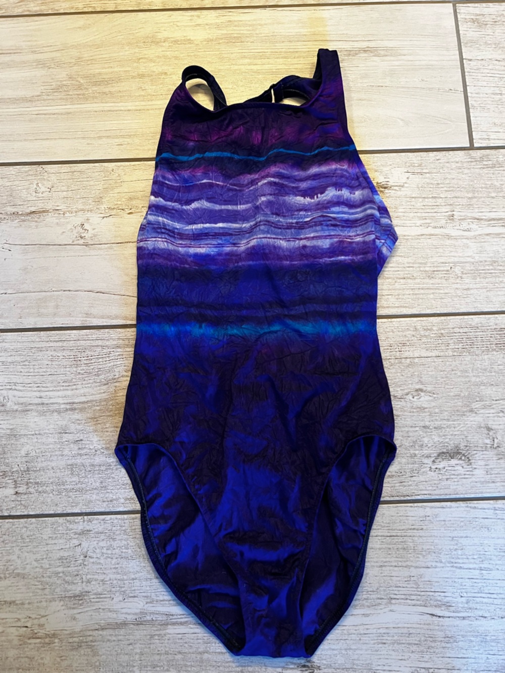 Jantzen Purple Blue Striped One-Piece Swimsuit